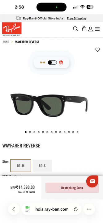 Rayban Reverse 0502 Shine Black