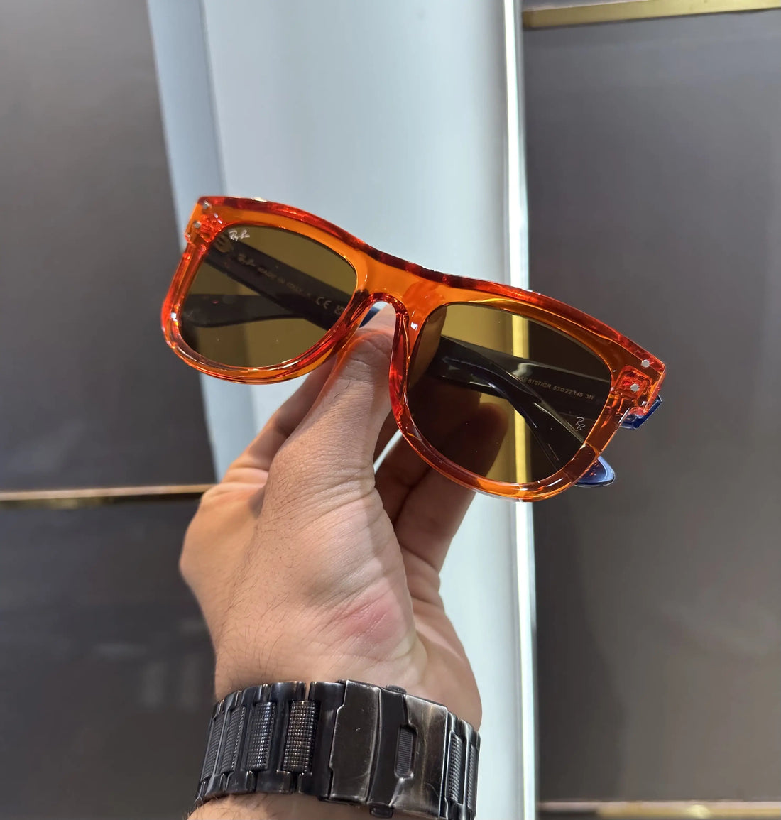 Ray Bann 0502 Premium Orange/Blue (Reverse Model)